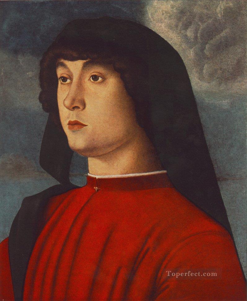 Portrait of a young man in red Renaissance Giovanni Bellini Oil Paintings